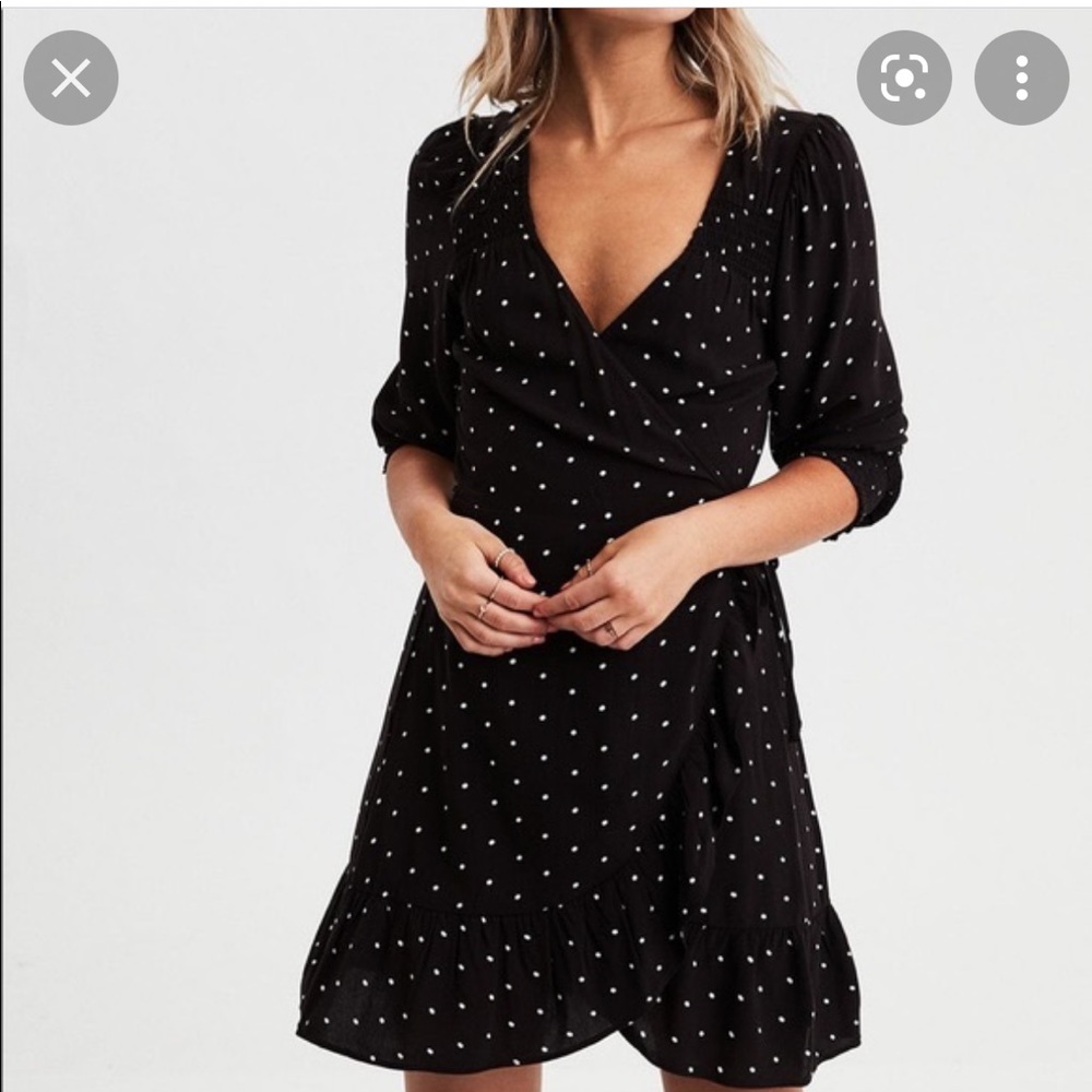 American Eagle polka dot wrap dress Size Small
